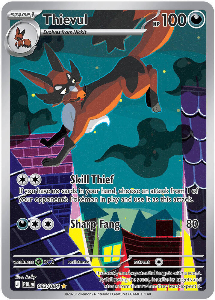 Pokemon TCG! Thievul Pitch Black #092/084 Illustration Rare