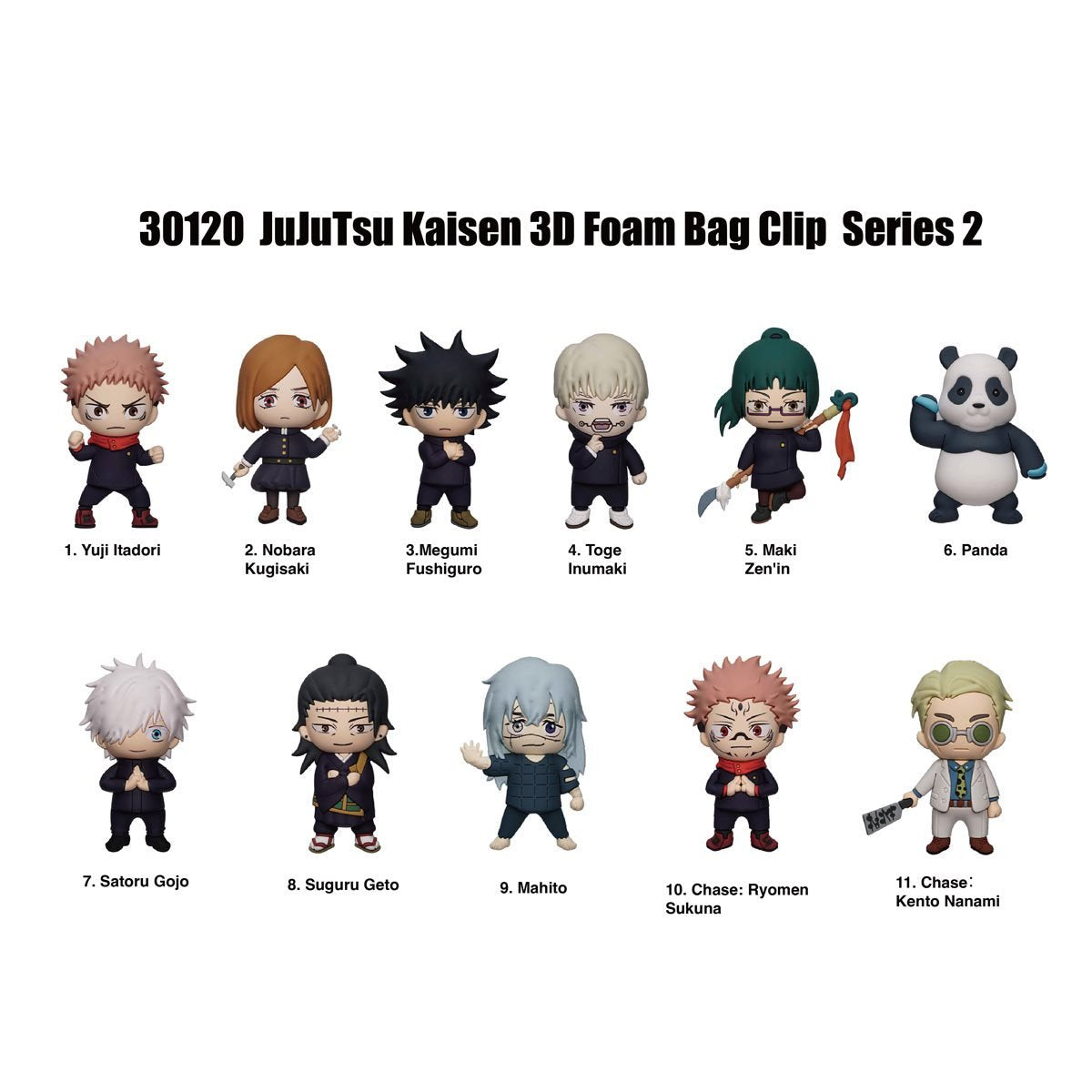 Jujutsu Kaisen Series 2 Mystery 3D Foam Figural Bag Clip (One Variation Chosen at Random)