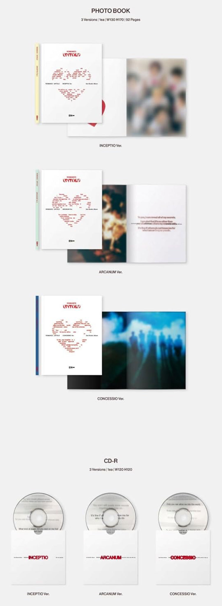 K-POP ENHYPEN - ROMANCE : UNTOLD ALBUM (3 VERSIONS)