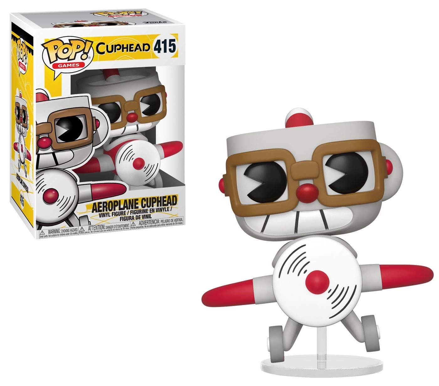 Funko Pop! Cuphead : Aeroplane Cuphead 415 (VAULTED) (box ware) + Pop Protector