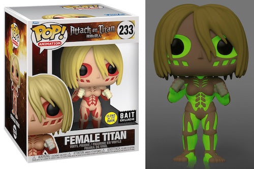 Funko Pop! Attack on Titan - Female Titan 233 Glows in the Dark BAIT Exclusive 6-Inch Figure + Free 6-Inch Protector