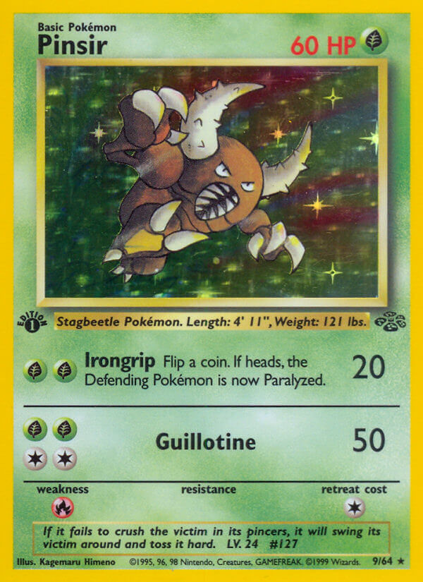 Pokemon TCG! Pinsir 1999 Jungle 1st Edition #9/64 Holo