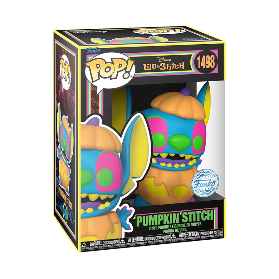 Funko Pop! Disney Lilo & Stitch - Blacklight Pumpkin Stitch 1498 Funko Special Edition Figure + Pop Protector