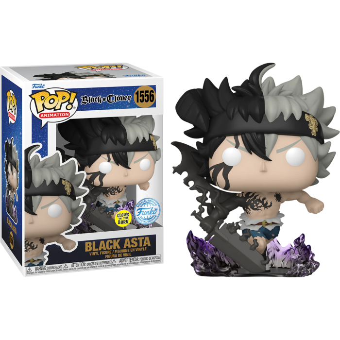 Funko Pop! Black Clover : Black Asta 1556 Glows in the Dark Funko Special Edition + Pop Protector