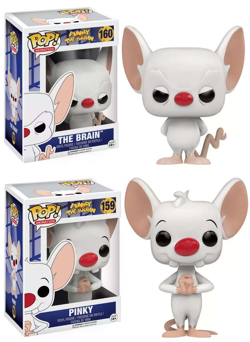 Funko Pop! Pinky And The Brain - Pinky 159 and The Brain 160 (VAULTED) + Free Protectors