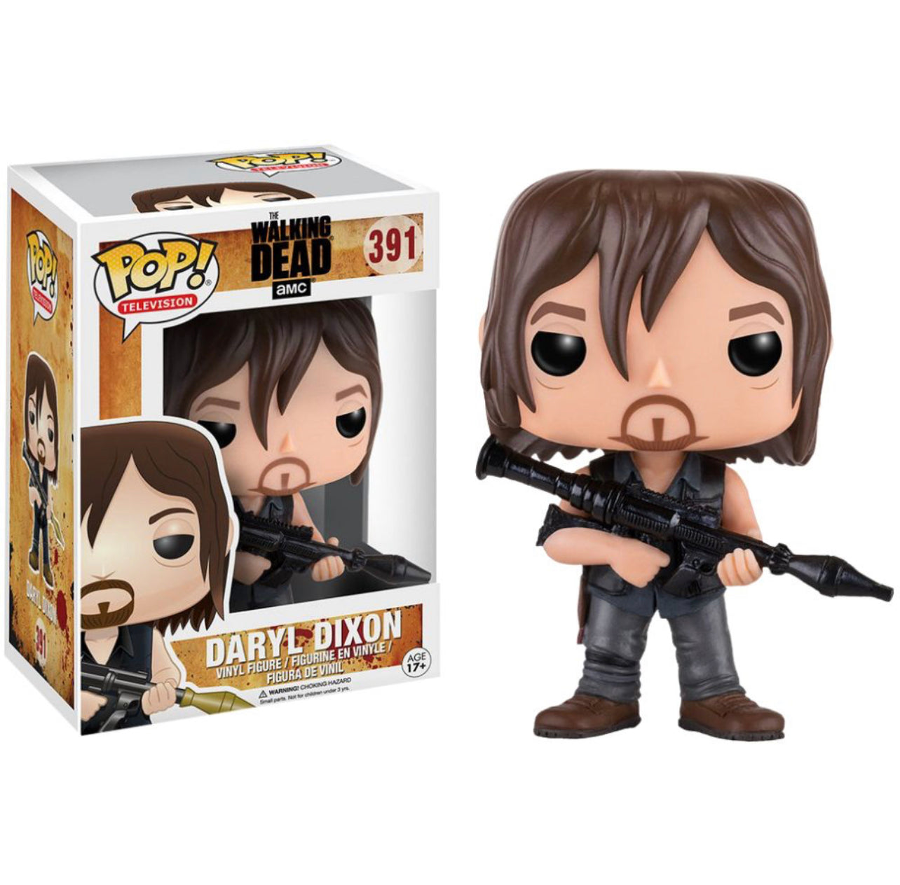 Funko Pop! The Walking Dead - Daryl Dixon (w/ Rocket Launcher) 391 + Protector (VAULTED) (slight box ware)