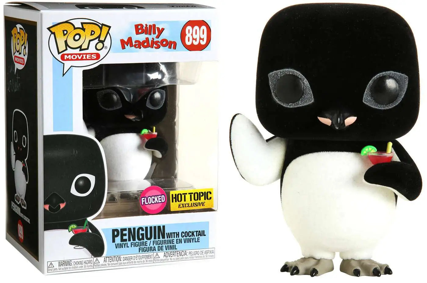 Funko Pop! Billy Madison - Penguin with Cocktail 899 Flocked Hot Topic Exclusive + Pop Protector