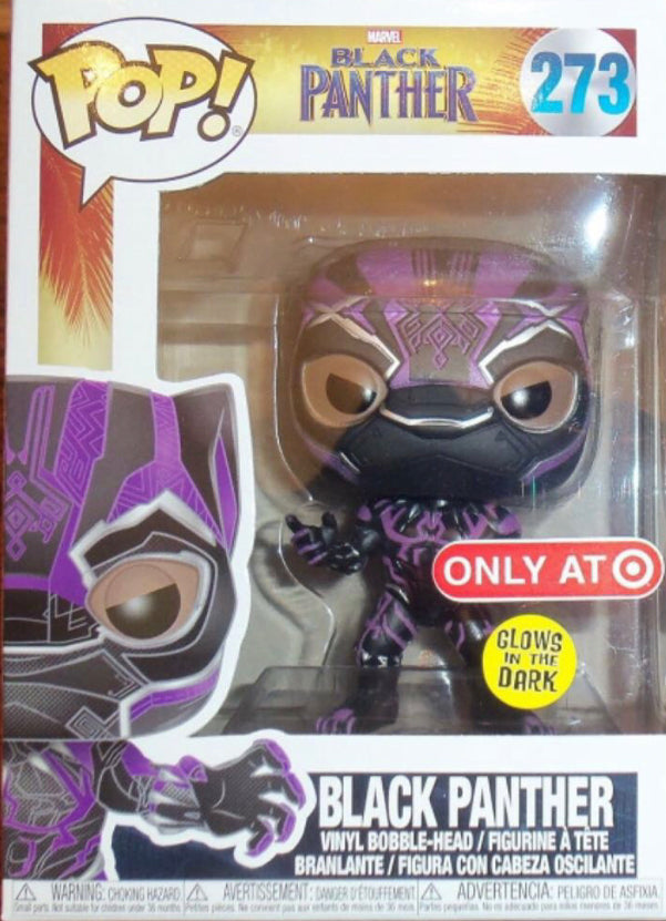 Black Panther (Purple Glow) 273 Target Exclusive Glow in the dark Funko PoP! + PoP Protector