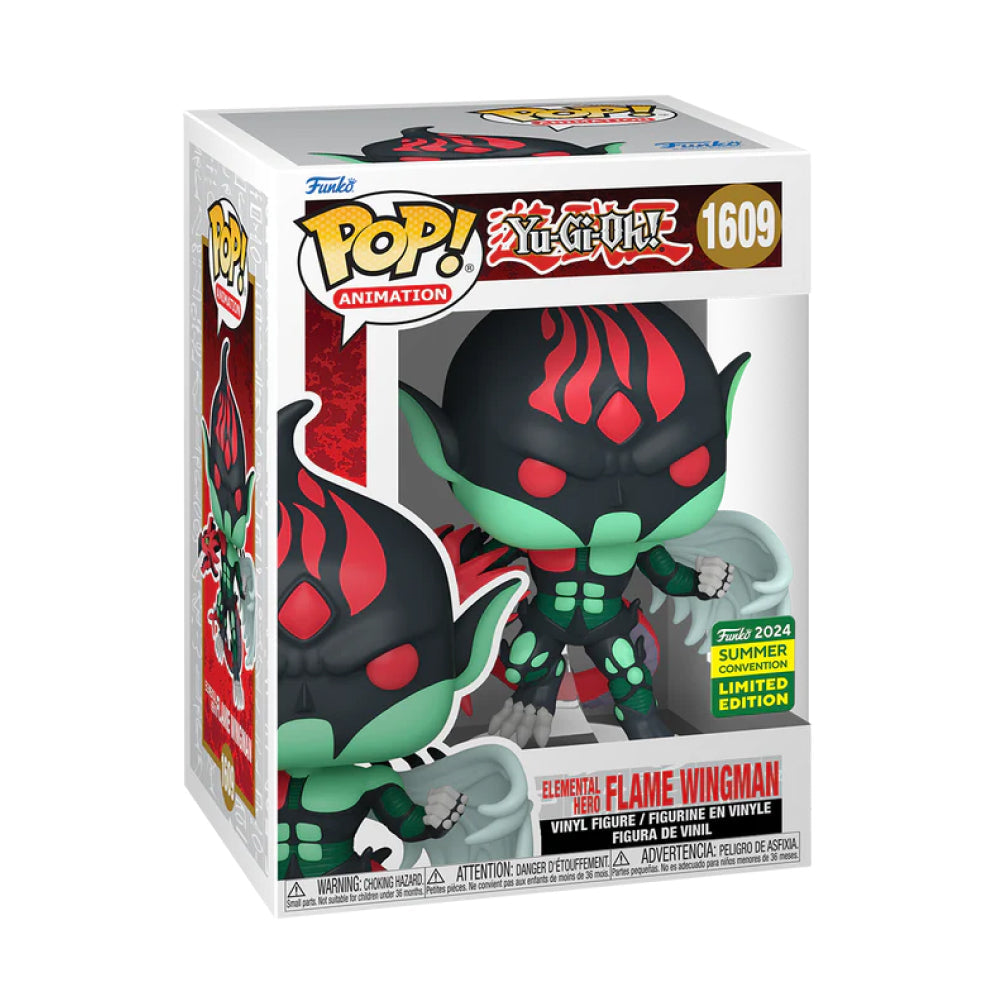 Funko Pop! Yu-Gi-Oh! Elemental Hero Flame Wingman 1609 Funko 2024 Summer Convention Exclusive + Protector