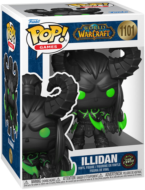 Funko Pop! World of Warcraft : Illidan 1101 GLOW CHASE Figure + Pop Protector