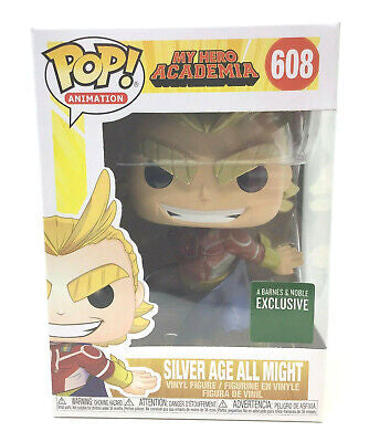 Funko Pop! My Hero Academia - Silver Age All Might 608 (Metallic) A Barnes & Noble Exclusive + Free Protector (VAULTED)