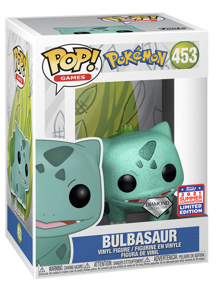 Funko Pop! Pokemon - Bulbasaur 453 Diamond Collection Funko 2021 Summer Convention Exclusive + Pop Protector