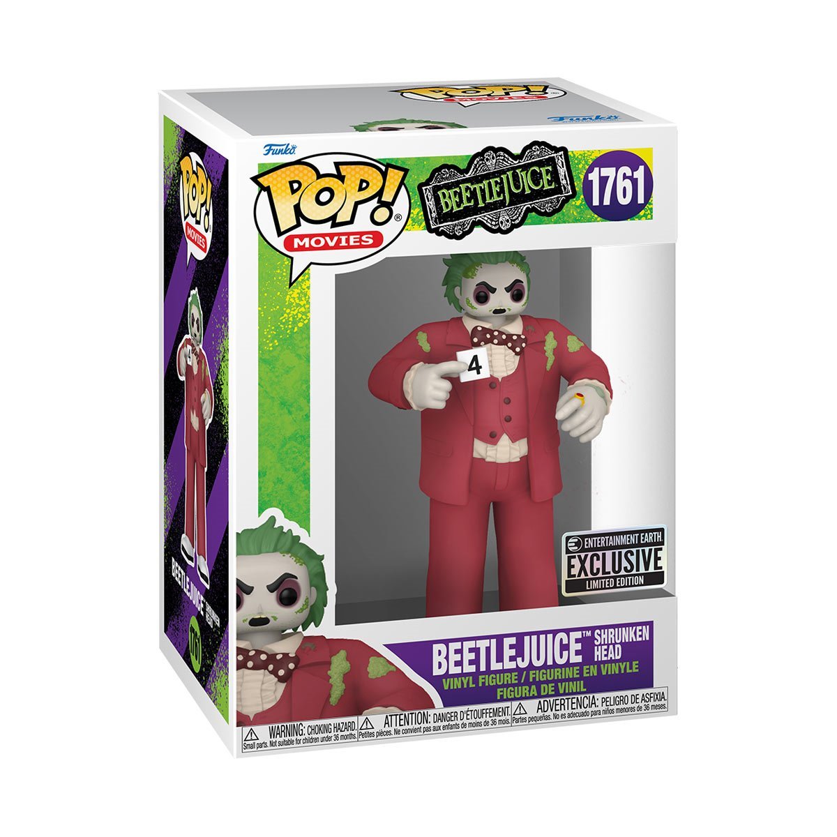 Funko Pop! Beetlejuice Shrunken Head 1761 EE Exclusive + Pop Protector