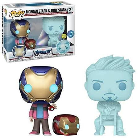 Funko Pop! Marvel Avengers Endgame - Morgan Stark & Tony Stark Glows in the Dark Pop In A Box Exclusive 2 Pack Figures