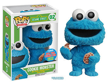 Funko Pop! 123 Sesame Street - Cookie Monster 02 Funko New York Comic Con Exclusive (Flocked, VAULTED) + Free Protector