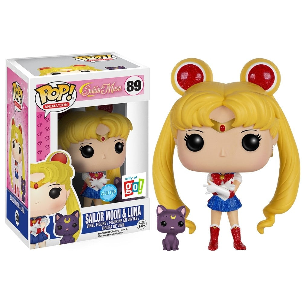 Funko Pop! Sailor Moon - Sailor Moon & Luna 89 Glitter Only At Go! Exclusive (VAULTED) + Free Hardstack Protector