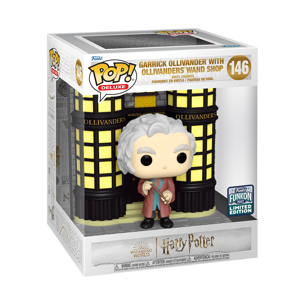 Funko Pop! Harry Potter - Garrick Ollivander with Ollivanders Wand Shop 146 Funkon 2022 Exclusive 6-Inch Figure