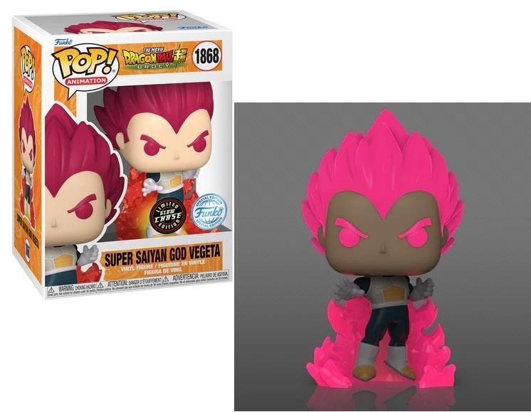 Funko Pop! Dragon Ball Super Broly - Super Saiyan God Vegeta 1868 GLOW CHASE SE + Pop Protector