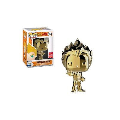 Funko Pop! Dragon Ball Z : Super Saiyan Vegeta 154 (Gold Chrome) Funko 2018 Summer Convention Exclusive (VAULTED) + Pop Protector