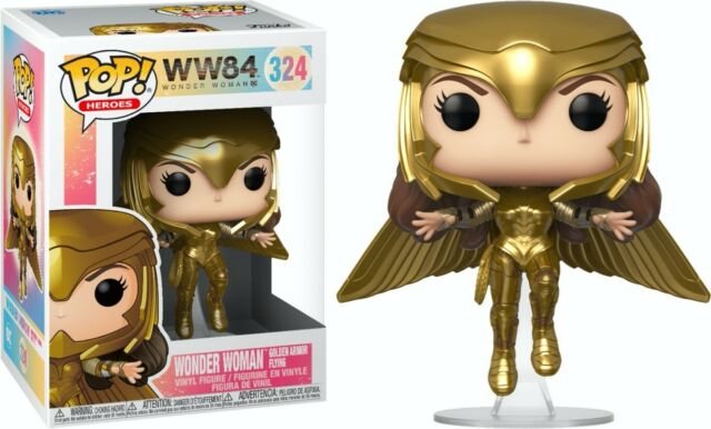 Funko Pop! DC WW84 Wonder Woman Golden Armor Flying 324 + Pop Protector