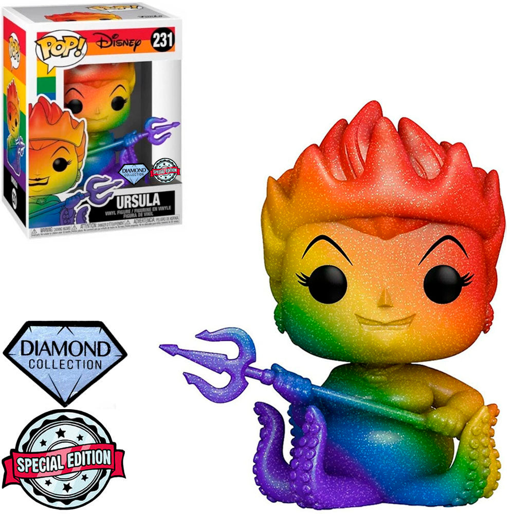 Funko Pop! LGBTQ+ Rainbow Disney Ursula 231 Diamond Special Edition + Free Protector (box ware)