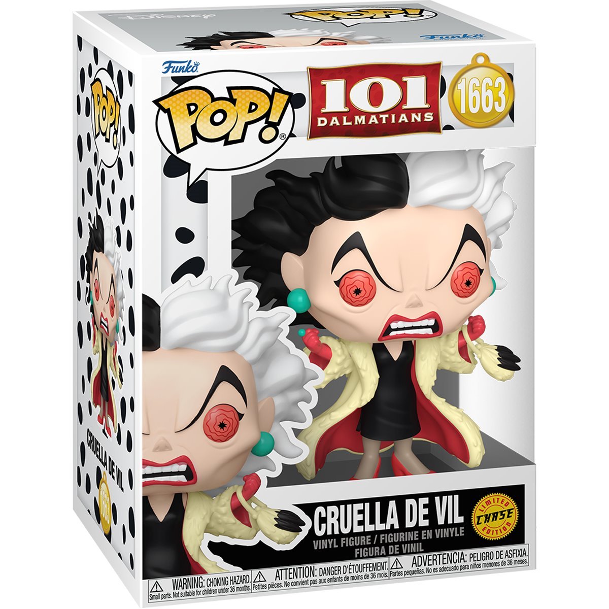 Funko Pop! 101 Dalmatians - Cruella De Vil 1663 CHASE Figure + Pop Protector