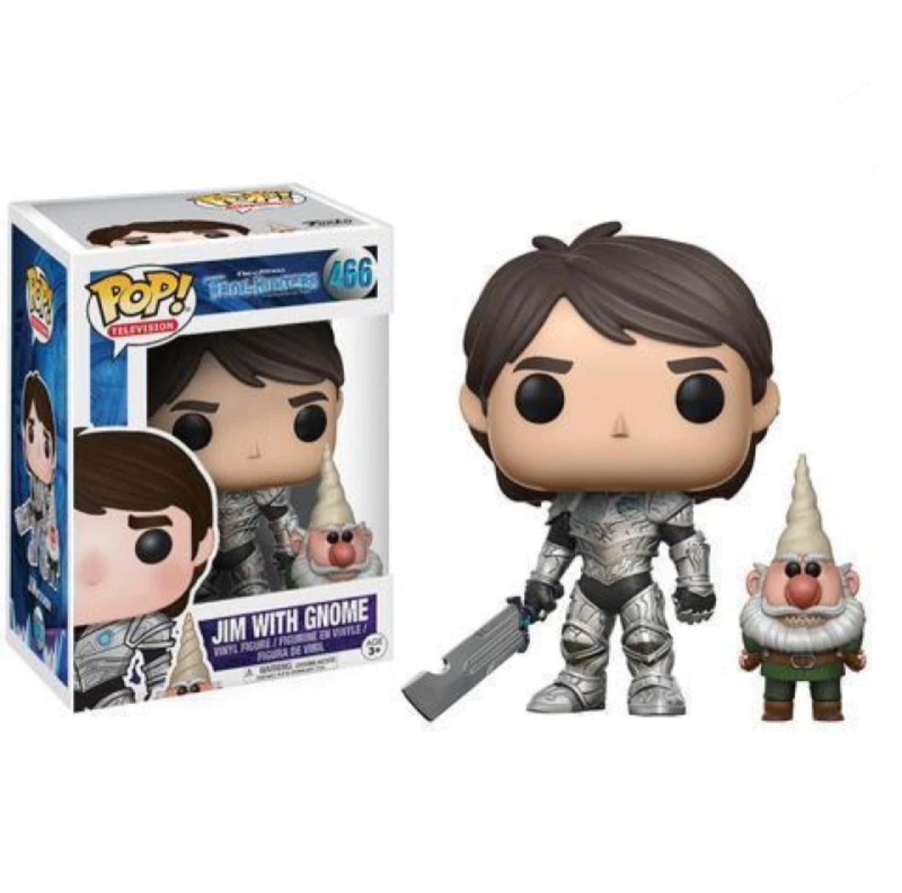 Funko Pop! DreamWorks TrollHunters Jim With Gnome 466 + Protector (VAULTED)