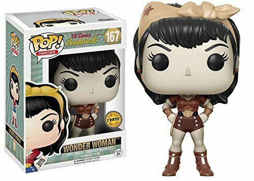Funko Pop! DC Comics Bombshells : Wonder Woman 167 CHASE (VAULTED) + Pop Protector