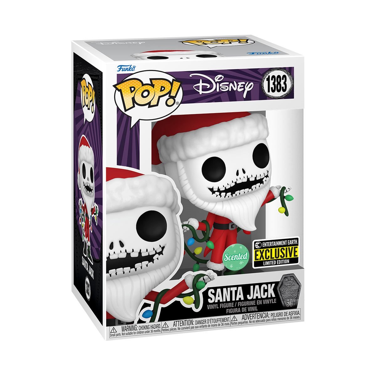 Funko Pop! Disney Tim Burton’s The Nightmare Before Christmas: Santa Jack Skellington 1383 Scented EE Exclusive + Pop Protector