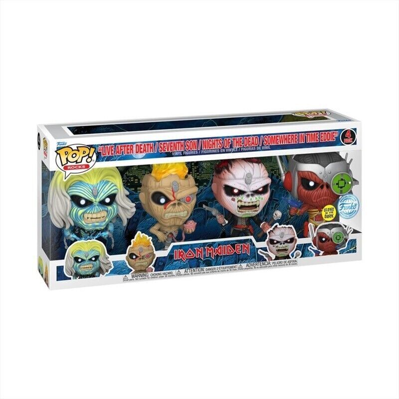 Funko Pop! Rocks Iron Maiden (GLOW IN THE DARK) Set of 4 Vinyl Figure FUNKO SPECIAL EDITION (WINDOW SCUFF)