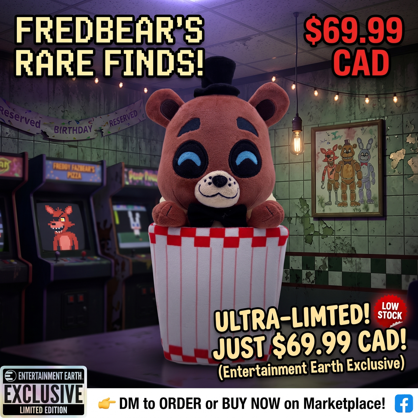 Five Nights at Freddy's Popcorn Bucket Freddy 9-Inch Plush - Entertainment Earth Exclusive Youtooz
