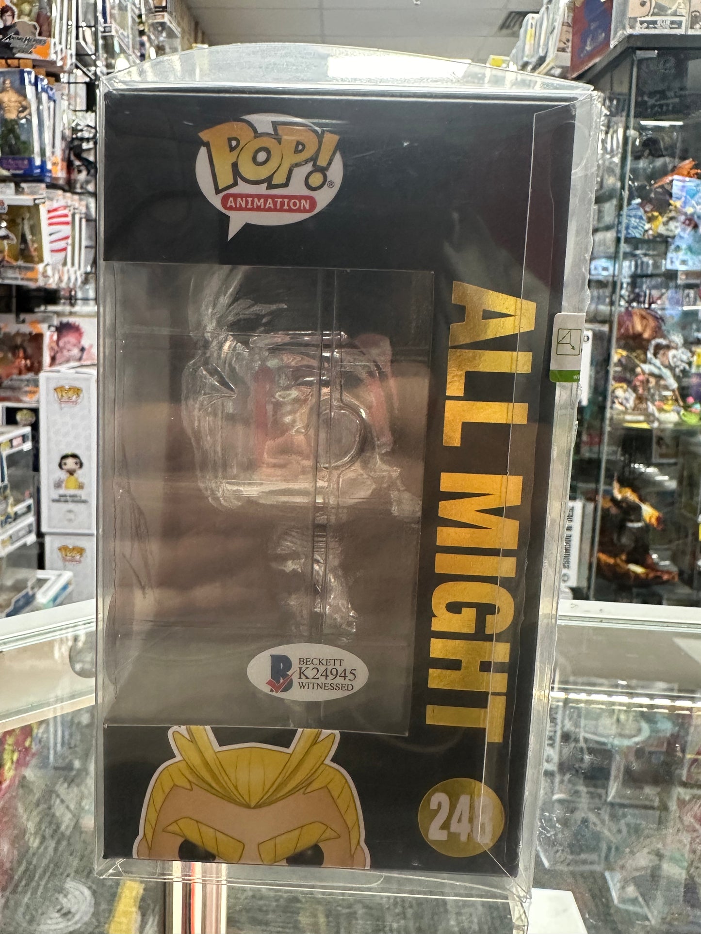 Funko POP! Animation: My Hero Academia #248 - All Might #248 25 Year Funimation - Signed by Christopher Sabat! Beckket Witnessed Certified
