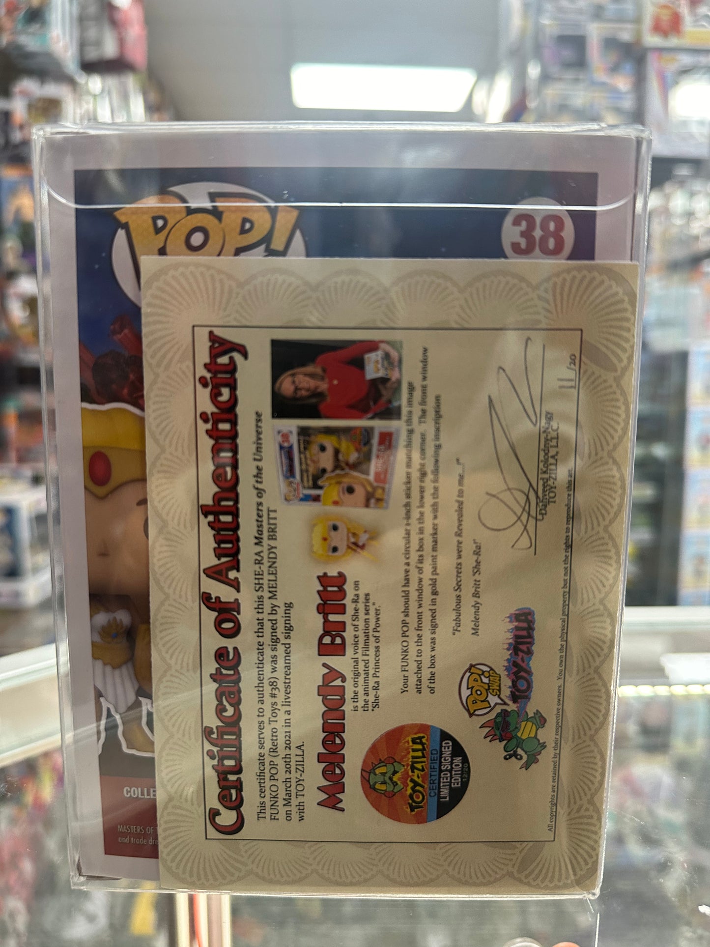 Funko POP! Retro Toys - Masters Of The Universe #38 - She-Ra Toy Zilla Signed Edition + PROTECTOR! Signed by Melendy Britt