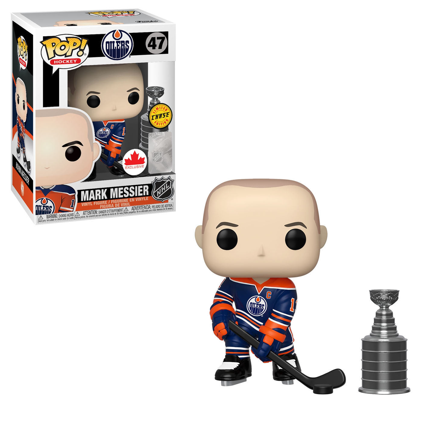 Mark Messier (with Stanley Cup) Funko PoP! 47 Hockey Oilers NHL Canadian Exclusive Limited chase + PoP Protector