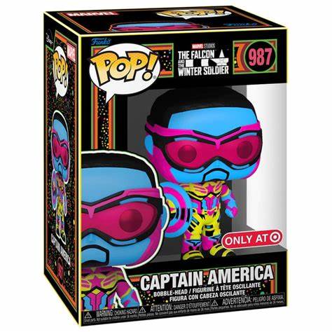 Funko POP! The Falcon And The Winter Soldier - Captain America Blacklight Target Exclusive #987 + protector!