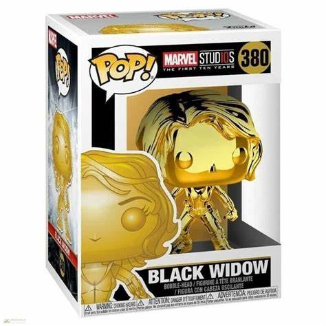 Funko POP! Marvel 10 YEARS #380 Black Widow Gold Chrome+ PROTECTOR!