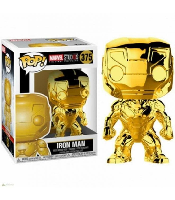 Funko POP! MARVEL 10 YEARS - IRON MAN (GOLD CHROME) #375 + PROTECTOR!