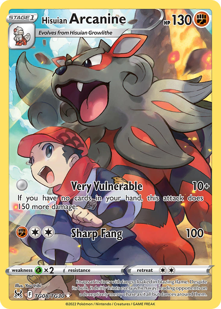 Pokemon TCG! Hisuian Arcanine 2022 Lost Origin #TG08/TG30 Trainer Gallery