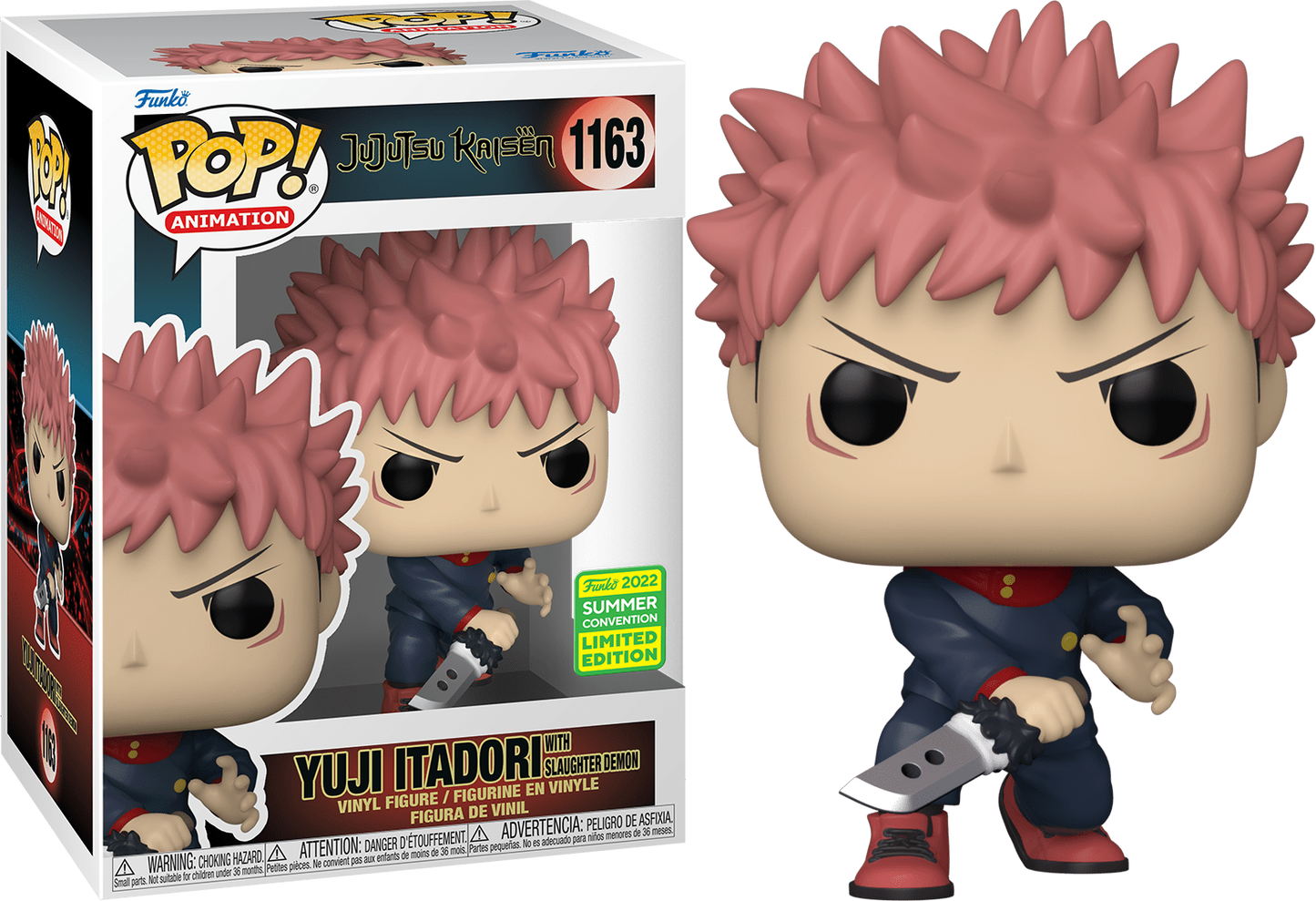 FUNKO POP! #1163 YUJI ITADORI W/ SLAUGHTER DEMON JUJUTSU KAISEN SDCC EXCLUSIVE + POP PROTECTOR
