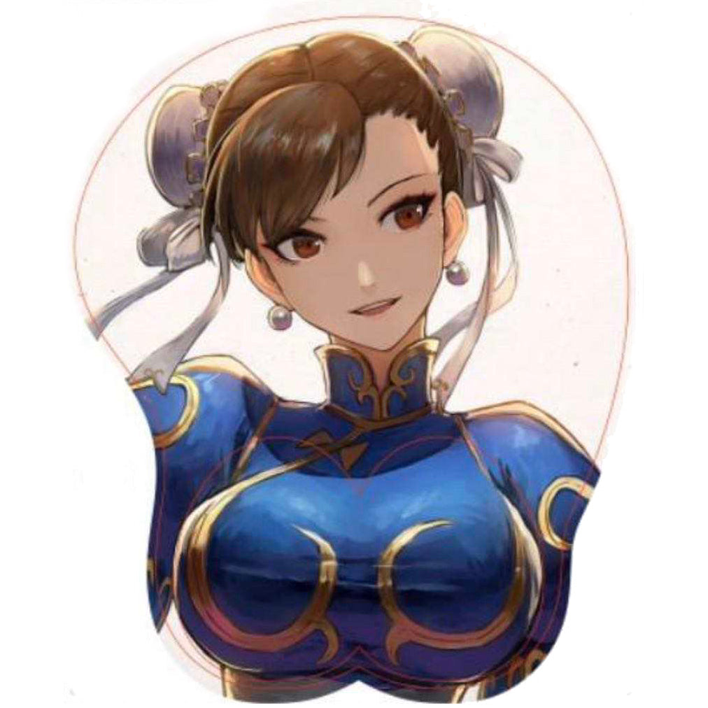 Chun Li Chunli Street Fighter II 3D Mouse Pad Hand Wrist Rest Mousepad Silicone Breast Oppai Soft Mouse Mat Office Work Otaku Gift