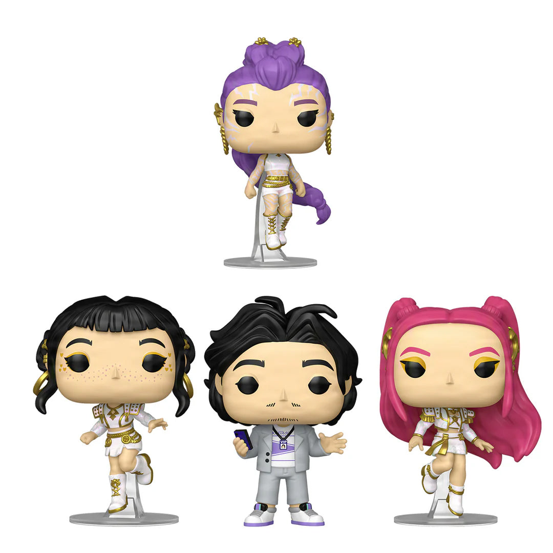 Funko Pop! K-pop Demon Hunters Wave 2 Rumi with Demon Marks 2430 / Zoey 2429 / Mira 2431 / Bobby 2432 Figure Set + Pop Protectors