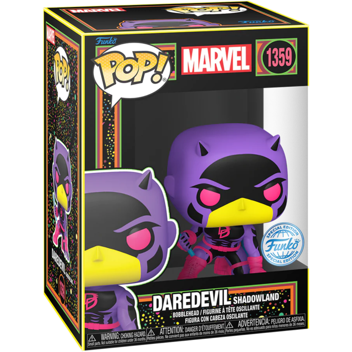 Funko Pop! Marvel Daredevil (Fall From Grace) (Shadowland) Blacklight 1361 Funko Special Edition + PoP Protector