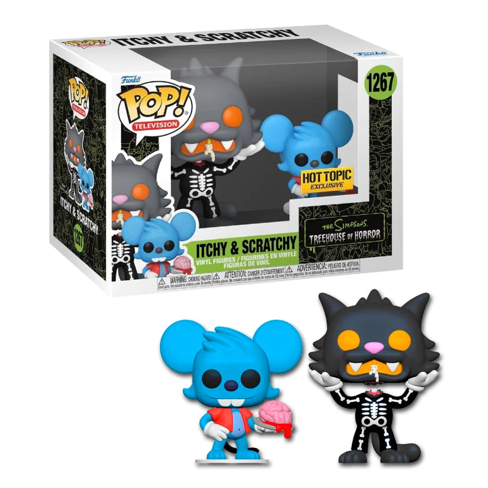 Funko POP! Television - Simpsons Treehouse of Horror- Itchy & Scratchy #1267 Hot Topic Exclusive + PROTECTOR!