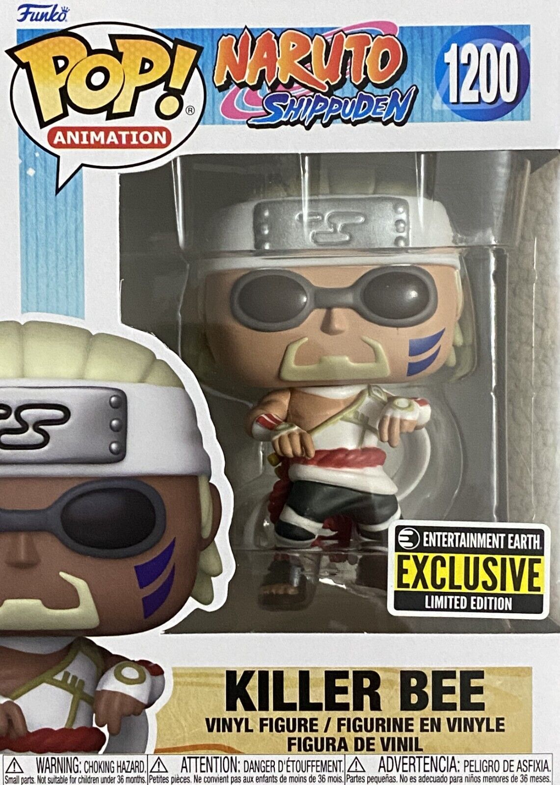 FUNKO POP NARUTO #1200 KILLER BEE ENTERTAINMENT EARTH EXCLUSIVE With PROTECTOR