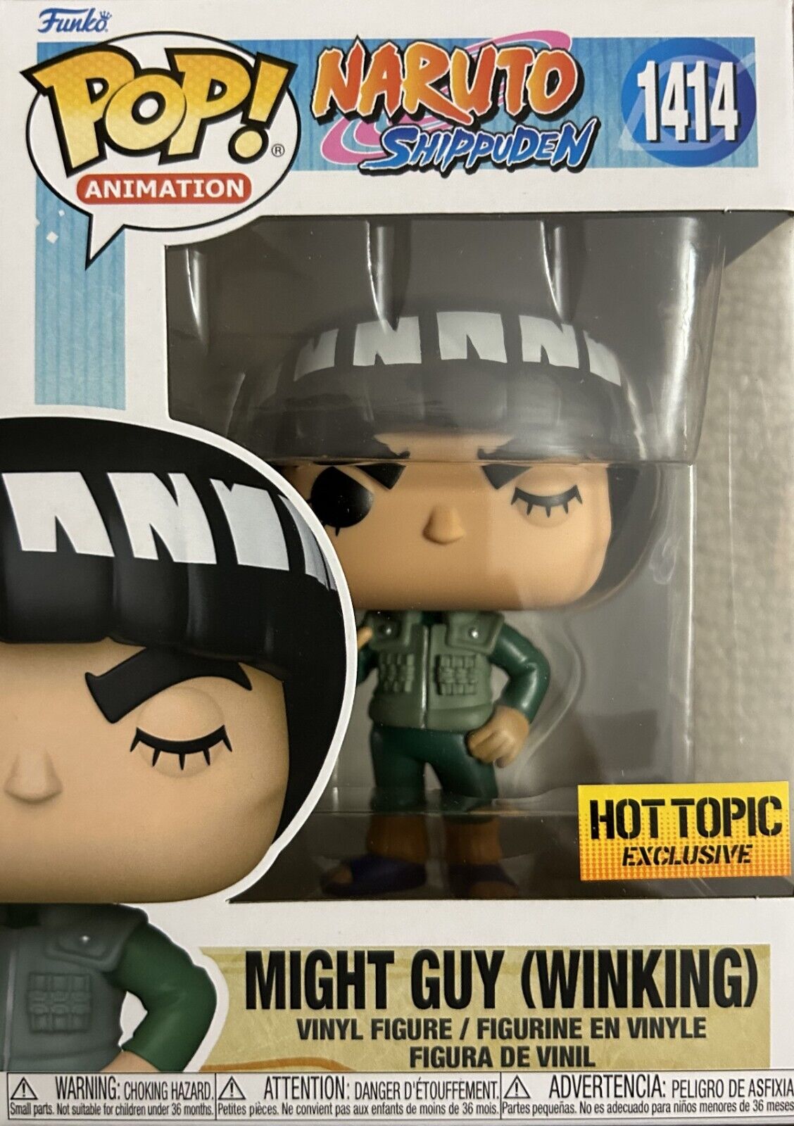 Funko Pop! Animation Naruto Shippuden: #1414 Might Guy (winking) Exclusive + PoP Protector