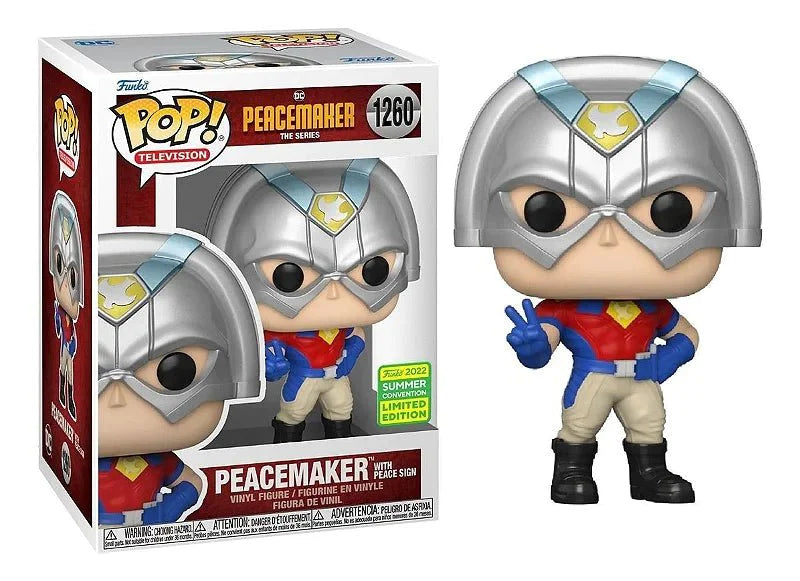 Funko Pop! DC - Peacemaker The Series - Peacemaker with Peace Sign 1260 Funko 2022 Summer Convention Exclusive + Free Protector