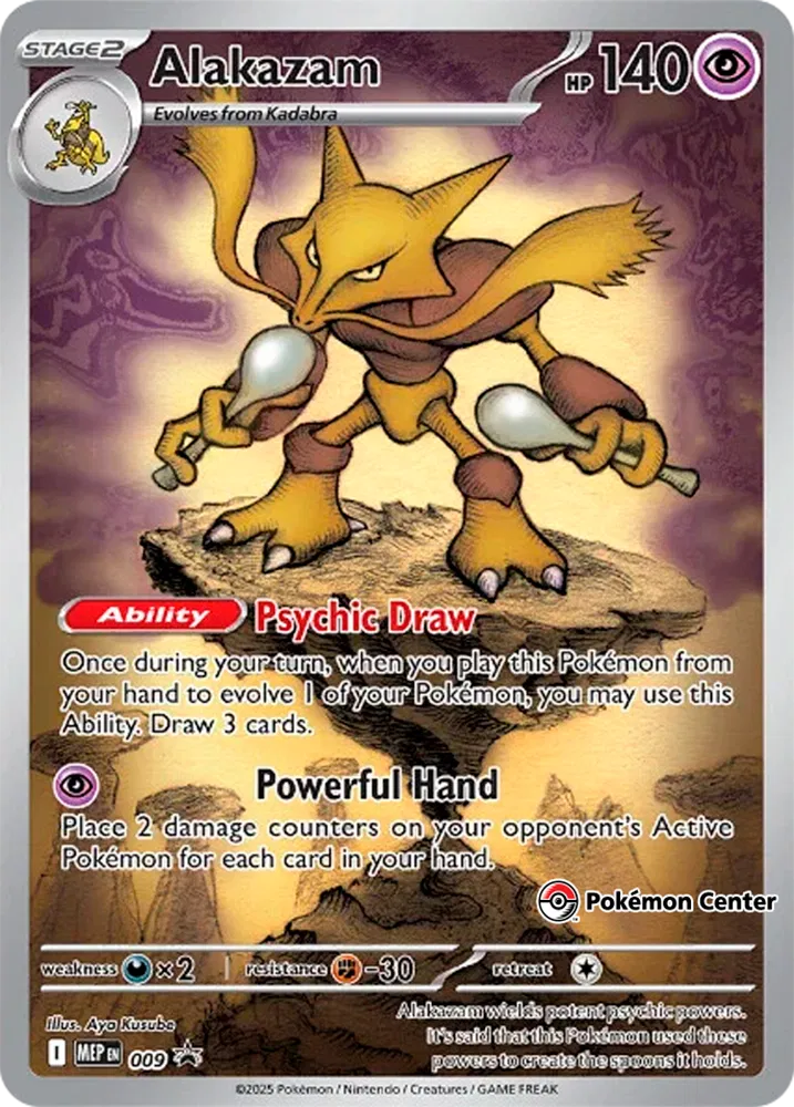 Pokemon TCG! Alakazam - 009 (Pokemon Center Exclusive) - ME: Mega Evolution Promo (MEP)