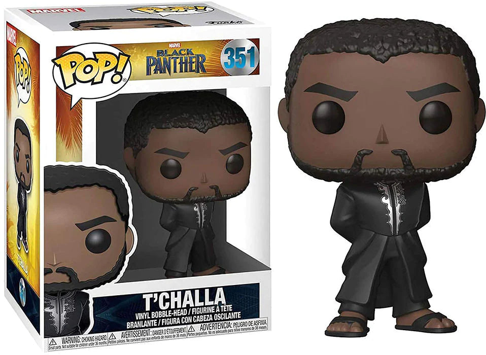 Funko Pop Marvel 3.75 Inch Action Figure Marvel Black Panther T'Challa #351 Black Robe + Pop Protector