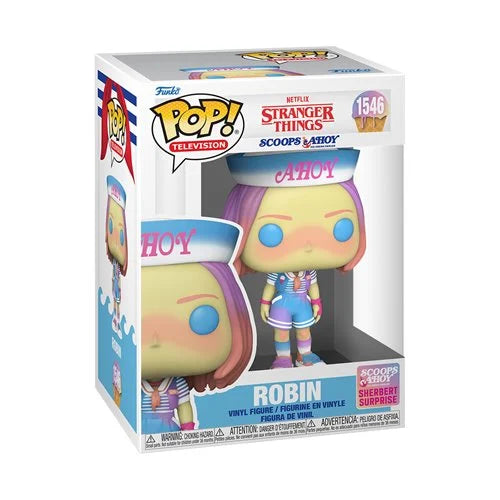 Preorder Stranger Things Robin (Scoops Ahoy) Funko Pop! Vinyl Figure #1546 + PoP Protector