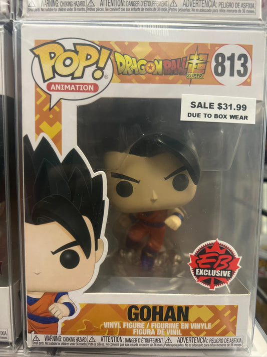 Funko Pop! Dragon Ball Super Gohan 813 EB Exclusive (Metallic) + Protector (Box Damage)